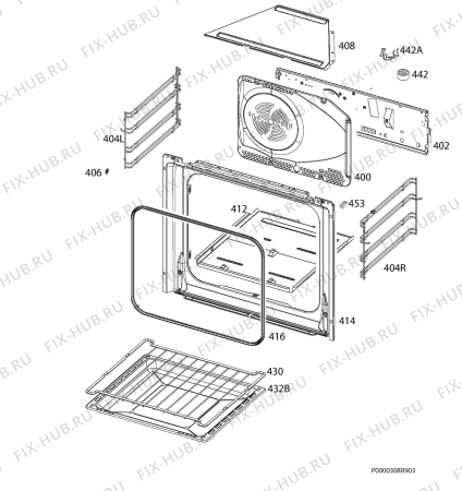 Взрыв-схема плиты (духовки) Zanussi ZOP27902XK - Схема узла Oven